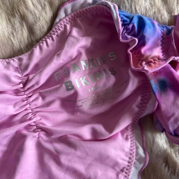 Frankies Bikinis Colby Cheeky Ruffled Bikini Bottom in Watercolor Floral, XS - Picture 6 of 6